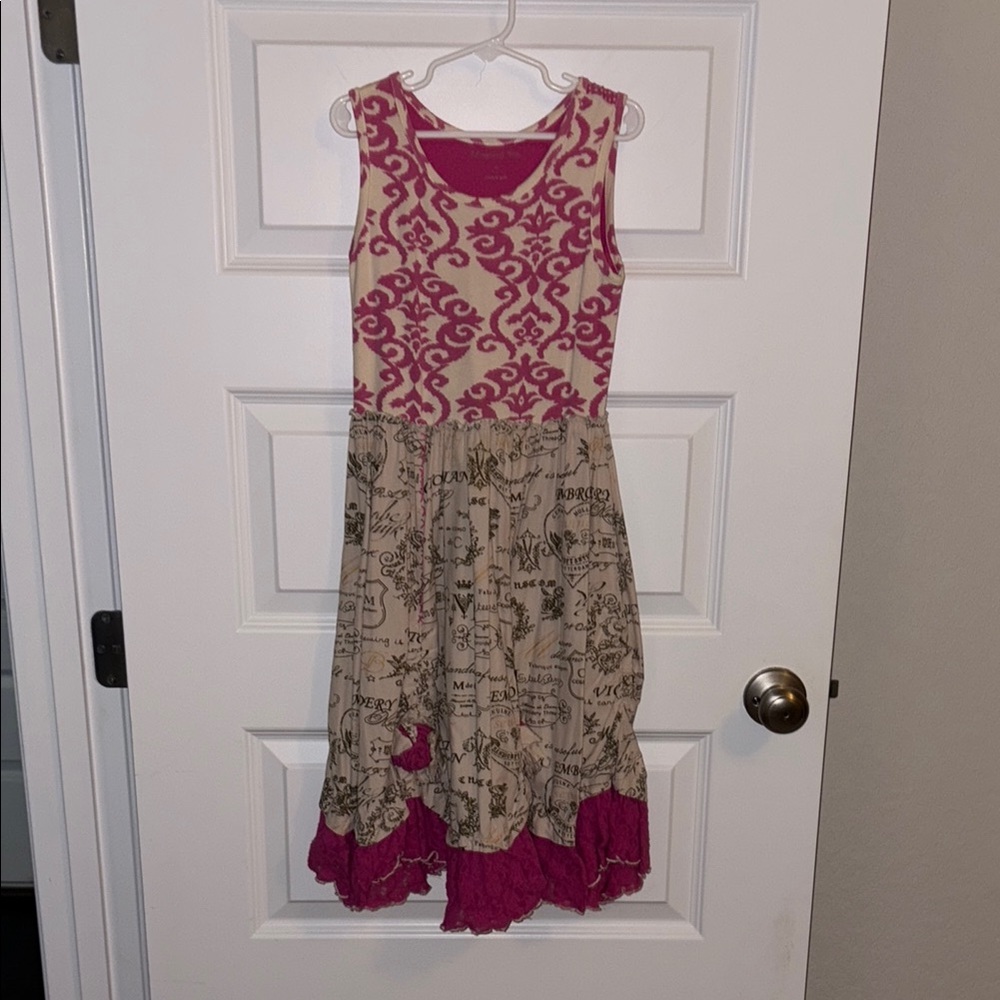 Stylish Pink and Cream Kids Dress With Matching Pants